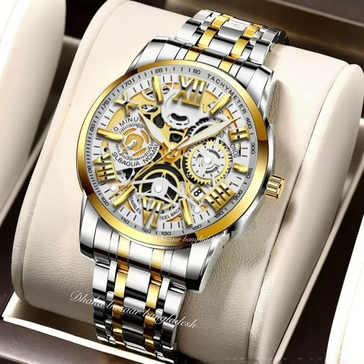 BINCU পুরুষের জন্য নন মেকানিক্যাল ওয়াটার প্রুফ ঘড়ি SILVER GOLDEN WHITE