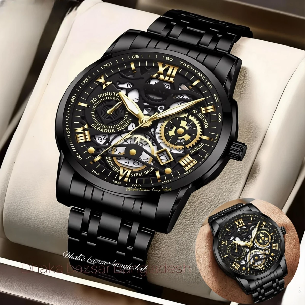 BINCU পুরুষের জন্য নন মেকানিক্যাল ওয়াটার প্রুফ ঘড়ি BLACK NEW