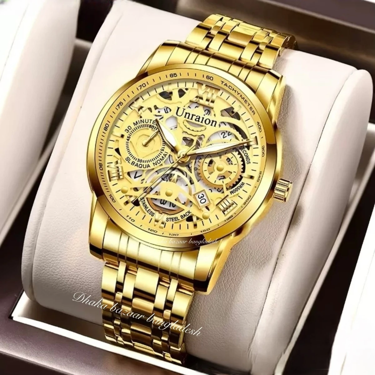 BINCU পুরুষের জন্য নন মেকানিক্যাল ওয়াটার প্রুফ ঘড়ি GOLDEN