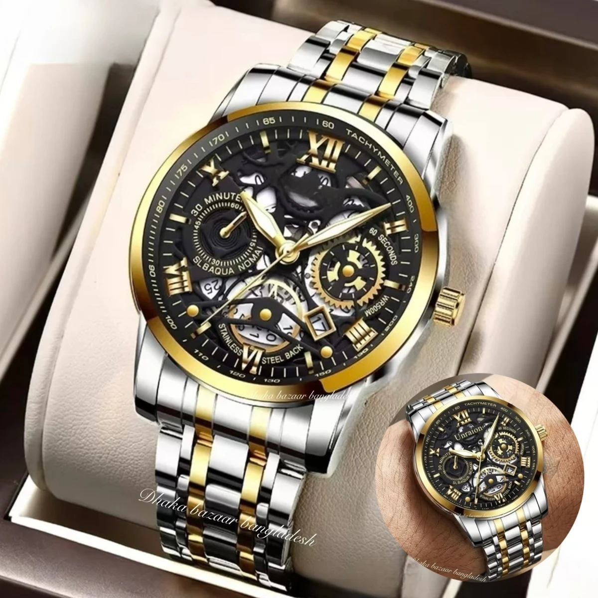 BINCU পুরুষের জন্য নন মেকানিক্যাল ওয়াটার প্রুফ ঘড়ি SILVER GOLDEN BLACK