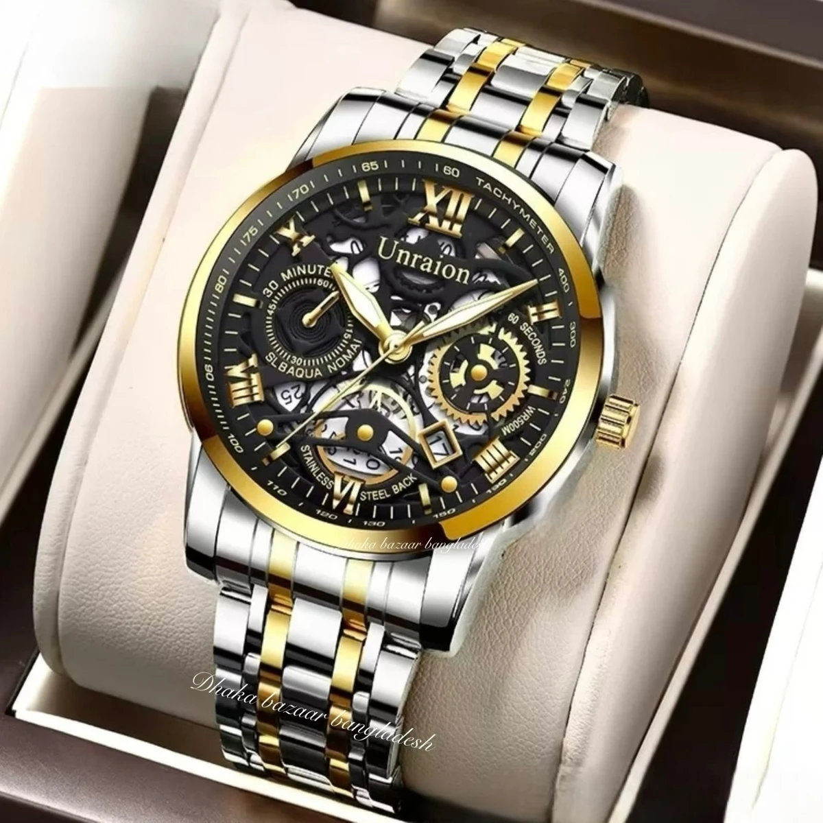 BINCU পুরুষের জন্য নন মেকানিক্যাল ওয়াটার প্রুফ ঘড়ি SILVER GOLDEN BLACK