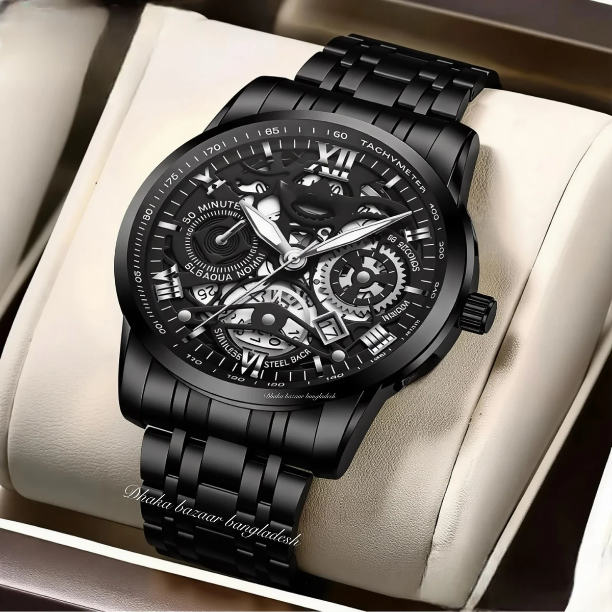 BINCU পুরুষের জন্য নন মেকানিক্যাল ওয়াটার প্রুফ ঘড়ি BLACK