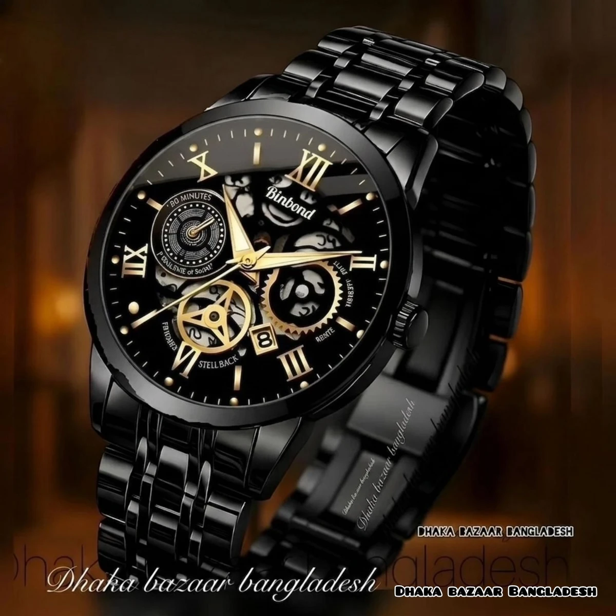 BINCU পুরুষের জন্য নন মেকানিক্যাল ওয়াটার প্রুফ ঘড়ি BLACK NEW
