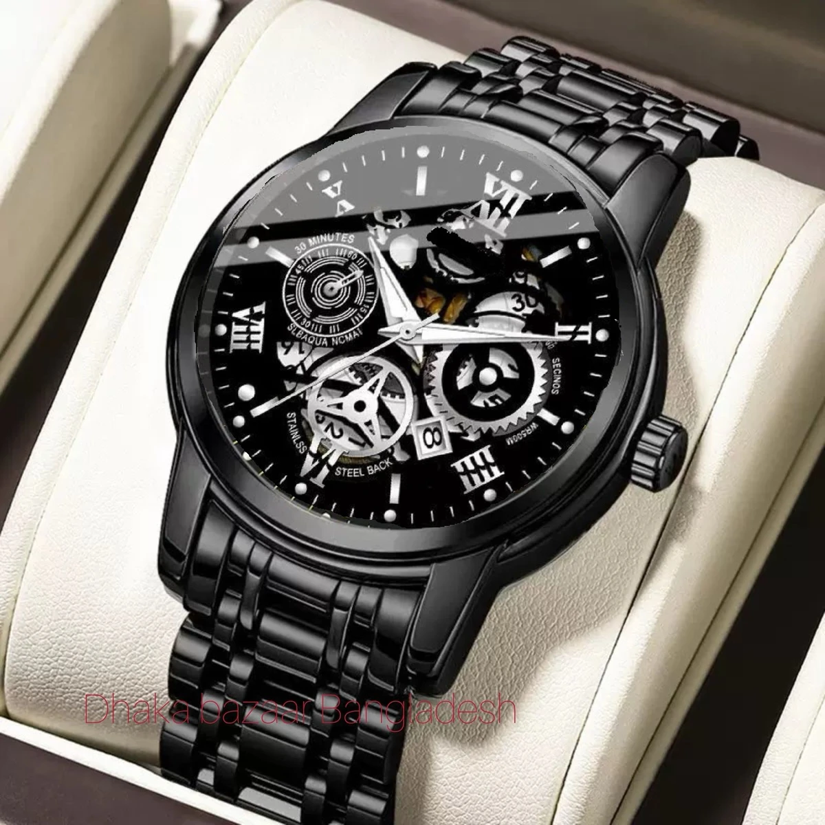 BINCU পুরুষের জন্য নন মেকানিক্যাল ওয়াটার প্রুফ ঘড়ি BLACK