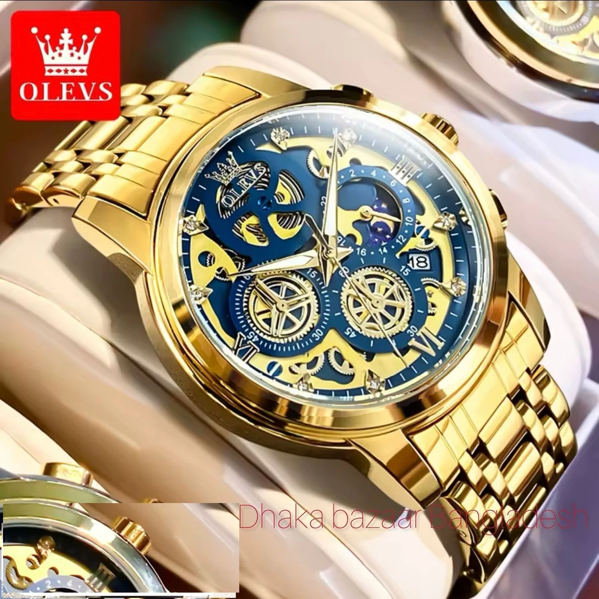 3352 OliveZ নতুন ডিজাইনের পুরুষদের জন্য ঘড়ি GOLDEN BLUE