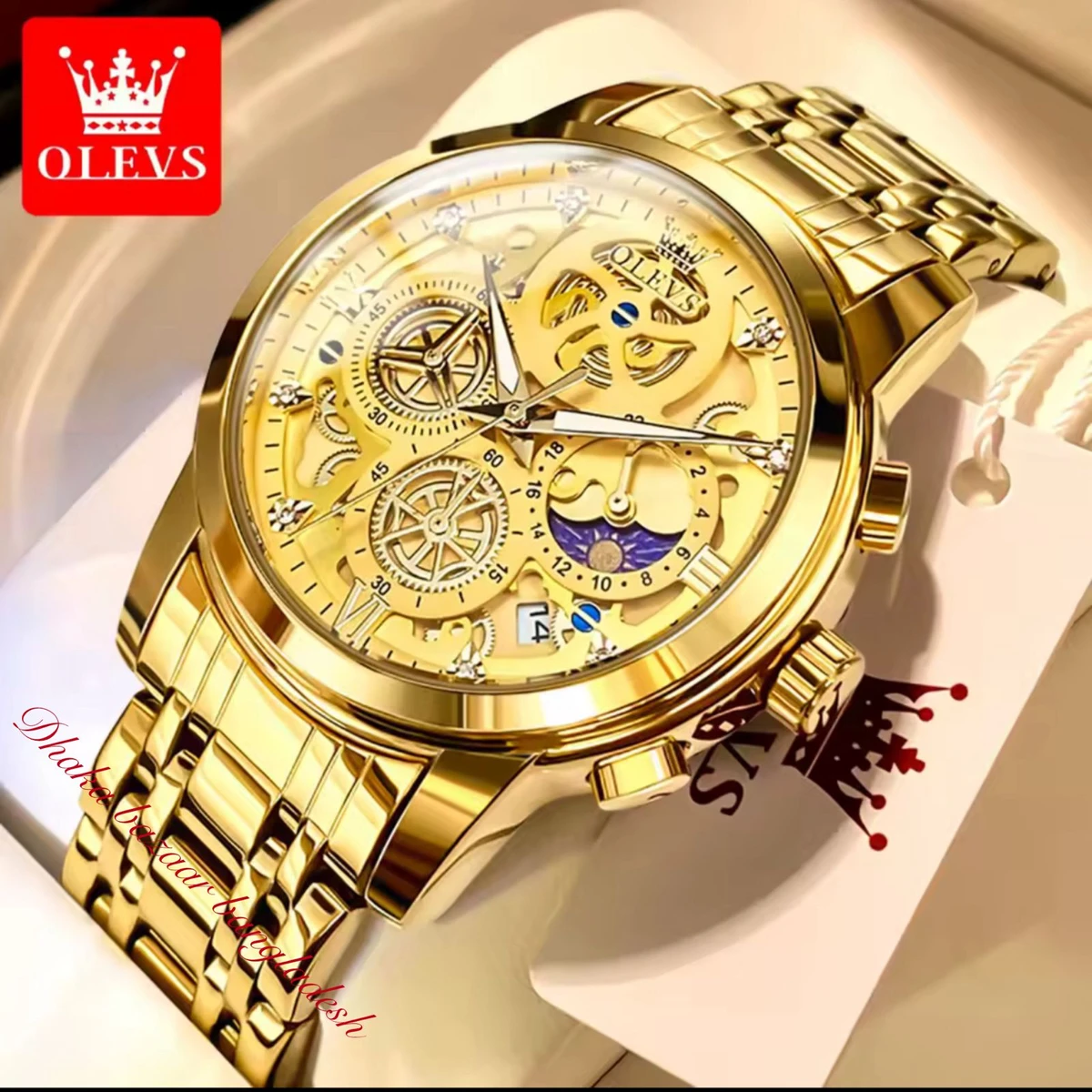 3352 OliveZ নতুন ডিজাইনের পুরুষদের জন্য ঘড়ি FULL GOLDEN