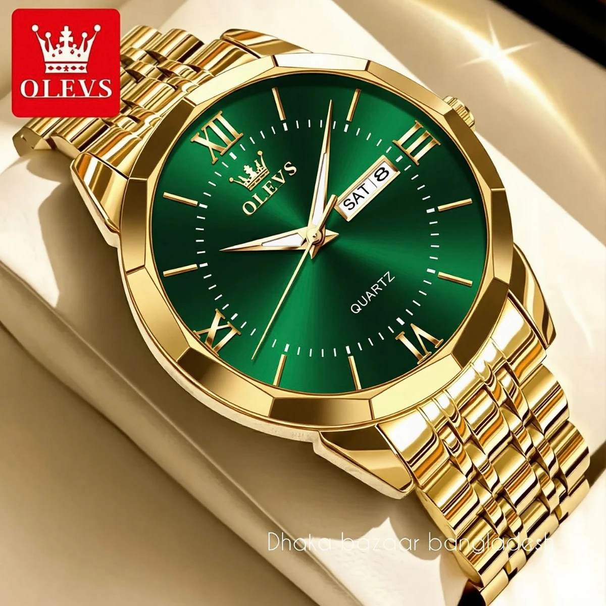 00310 OLIVESZ নতুন ডিজাইনের পুরুষদের জন্য ঘড়ি GOLDEN GREEN