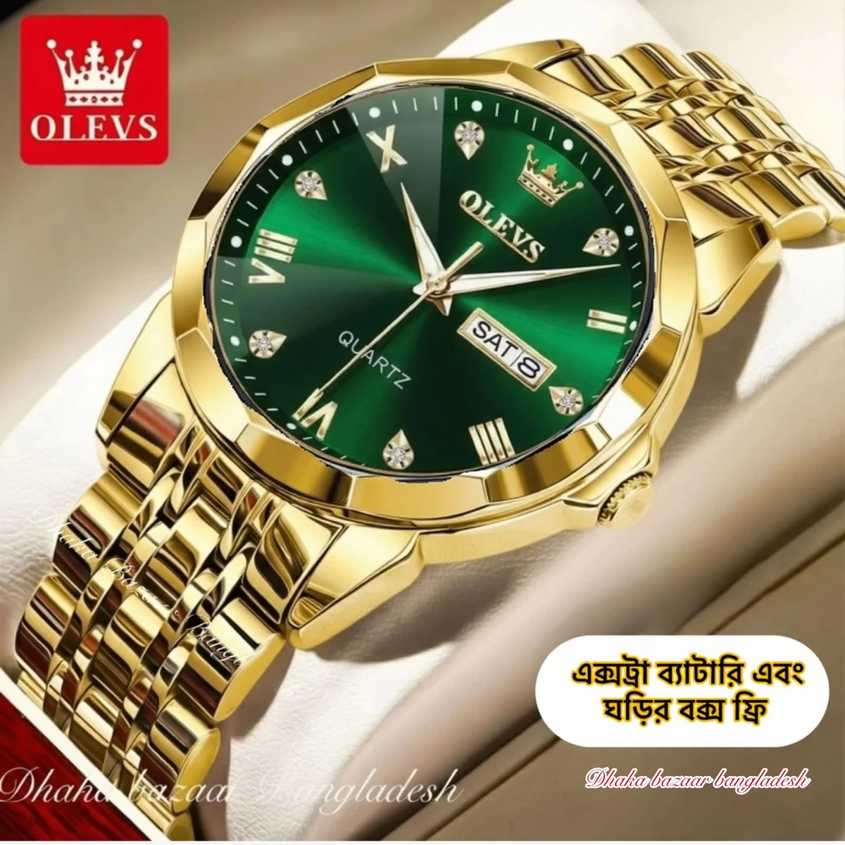 olivsz-premuim নতুন ডিজাইনের পুরুষদের জন্য ঘড়ি GOLDEN GREEN