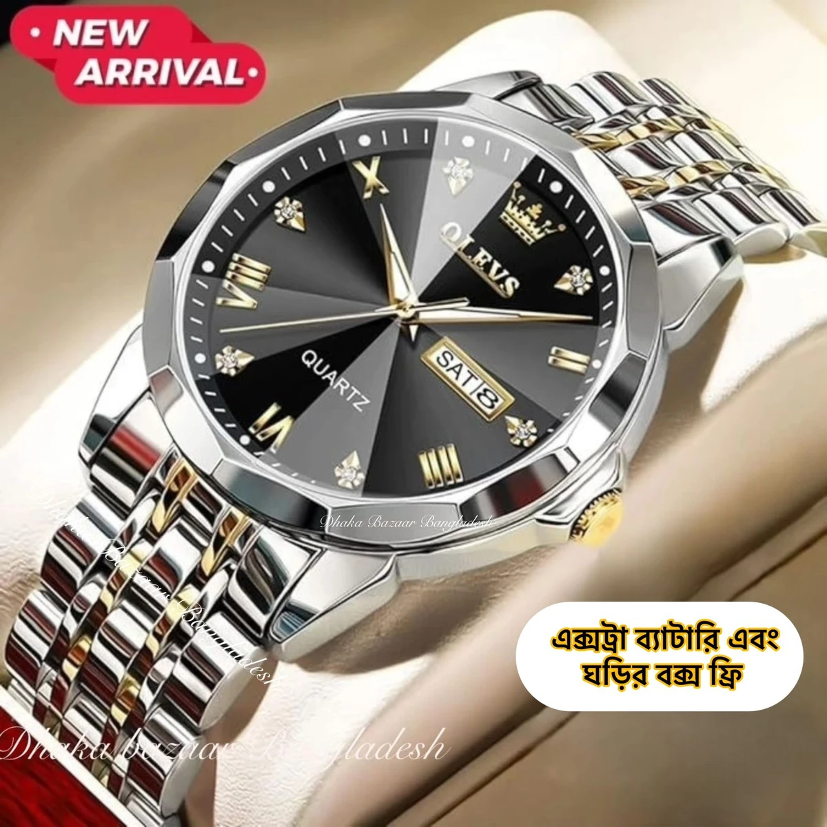 olivsz-premuim নতুন ডিজাইনের পুরুষদের জন্য ঘড়ি BSILVER GOLDEN BLACK