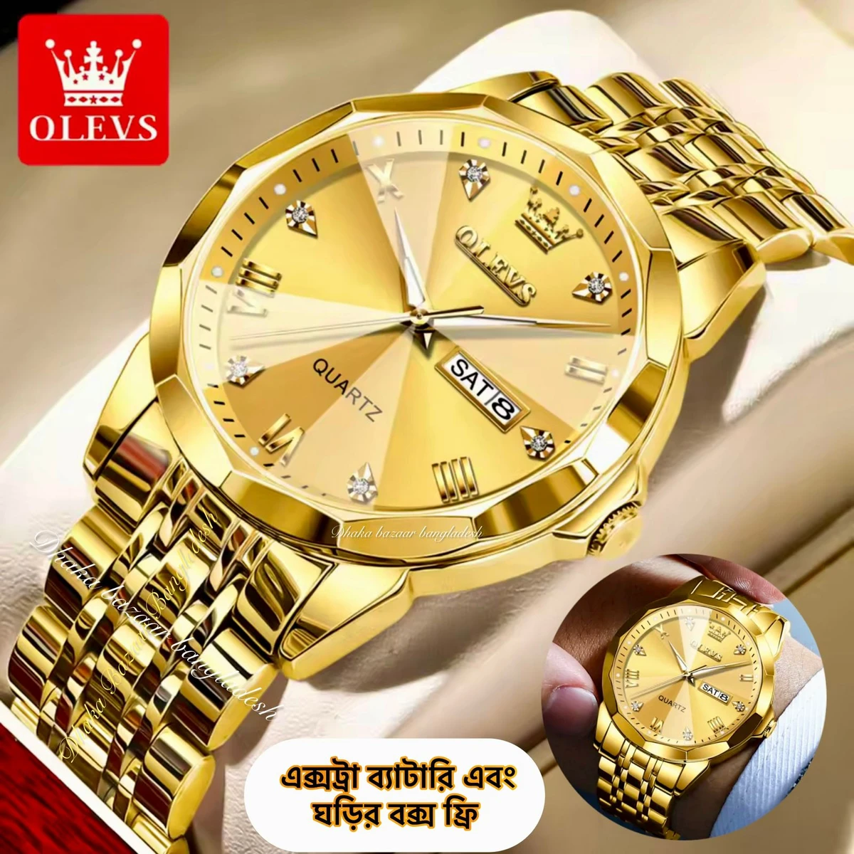 olivsz-premuim নতুন ডিজাইনের পুরুষদের জন্য ঘড়ি GOLDEN