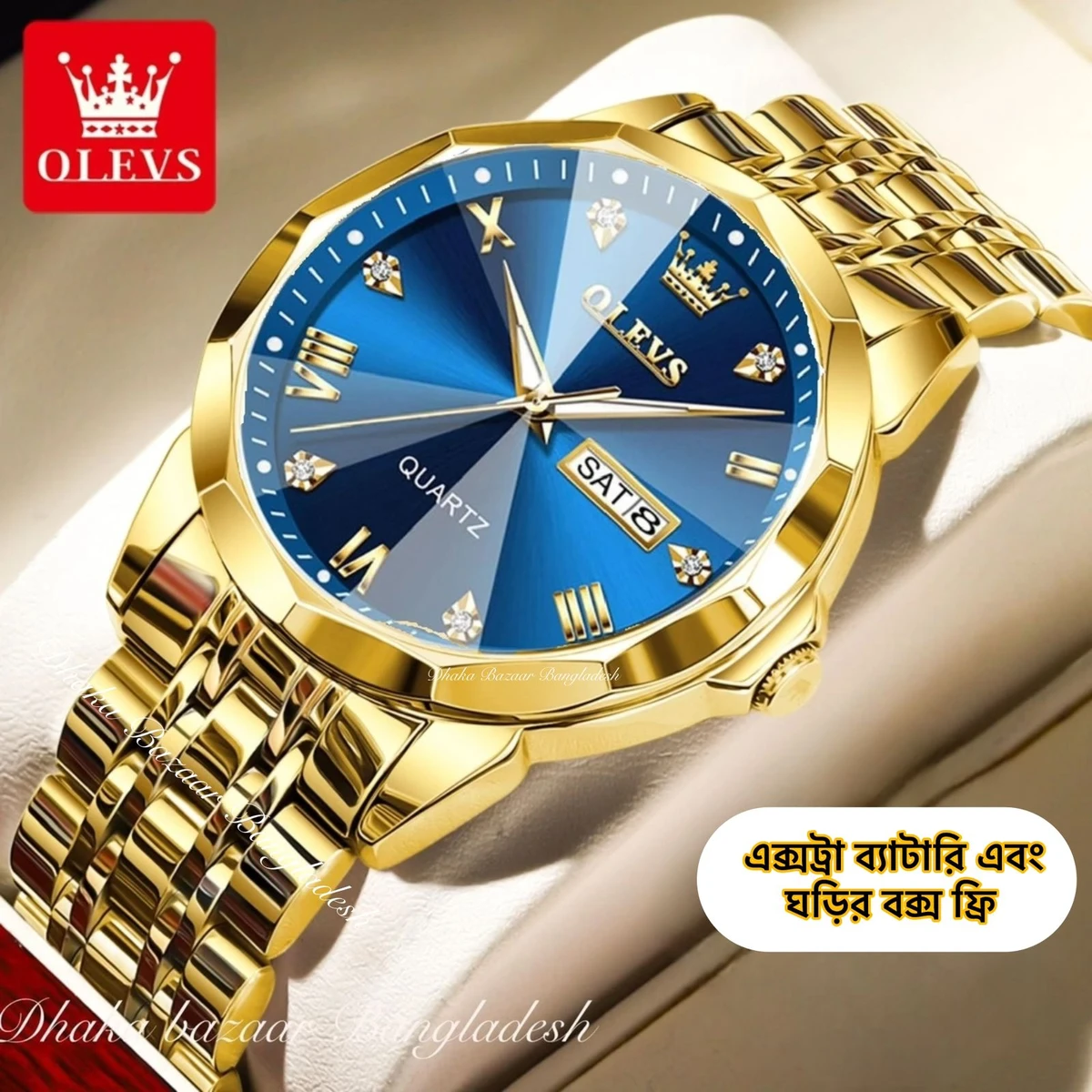 olivsz-premuim নতুন ডিজাইনের পুরুষদের জন্য ঘড়ি GOLDEN BLUE