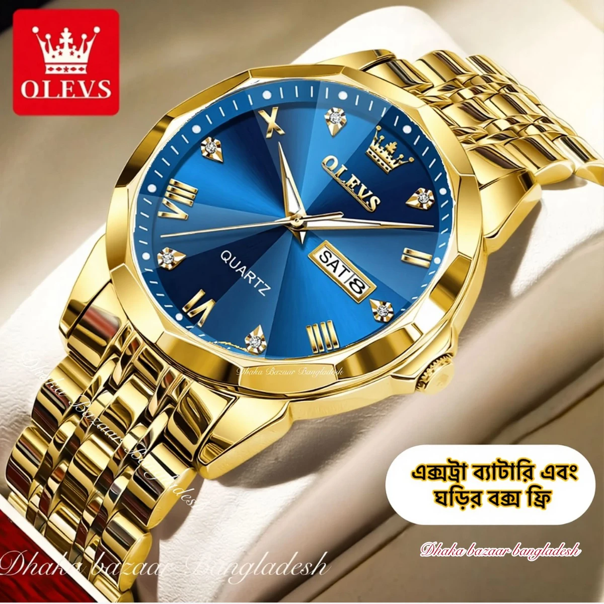 olivsz-premuim নতুন ডিজাইনের পুরুষদের জন্য ঘড়ি GOLDEN BLUE