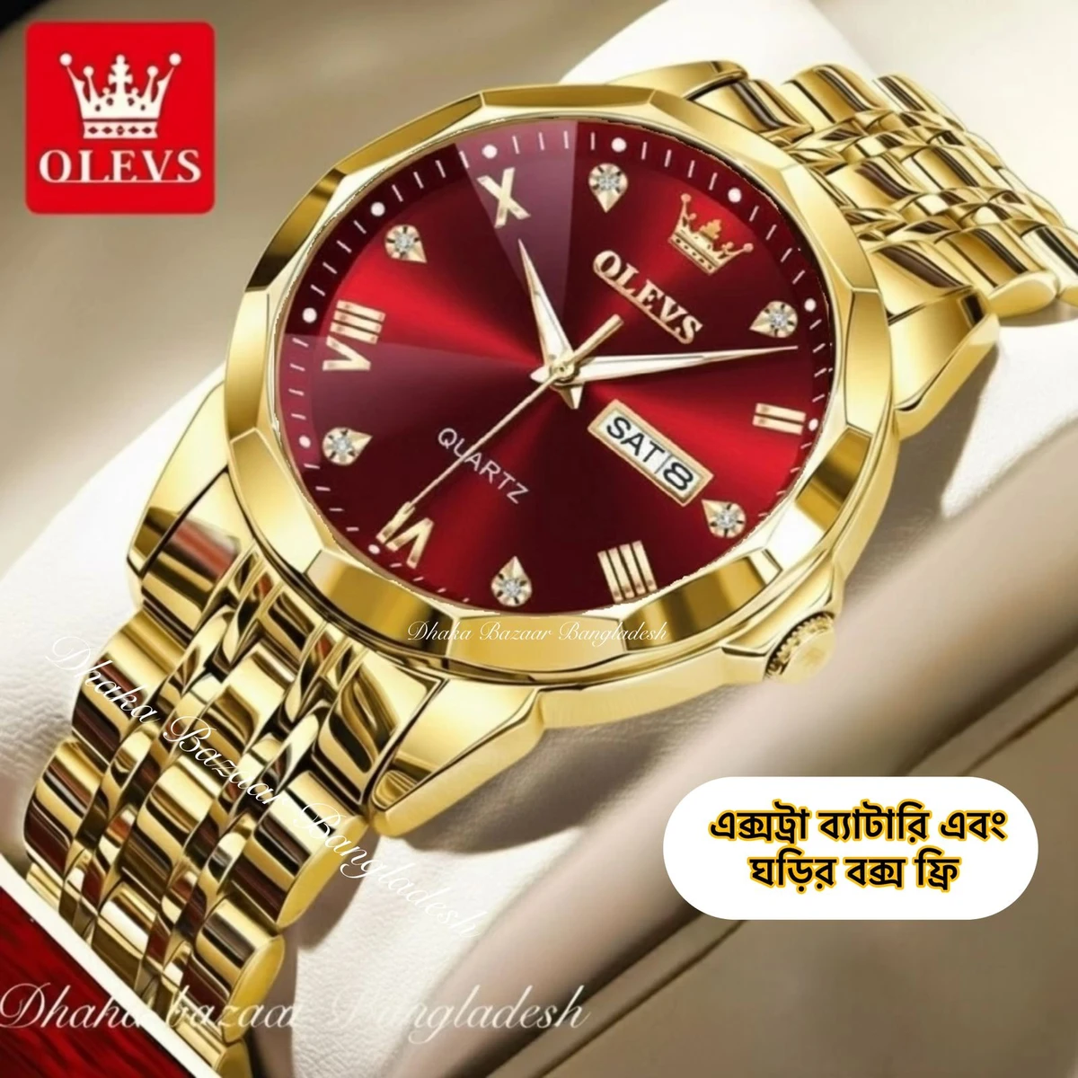 olivsz-premuim নতুন ডিজাইনের পুরুষদের জন্য ঘড়ি GOLDEN RED