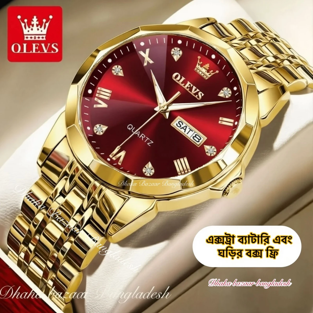 olivsz-premuim নতুন ডিজাইনের পুরুষদের জন্য ঘড়ি GOLDEN RED