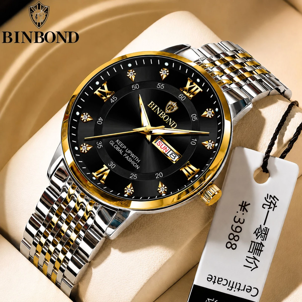 BINBOND 23 নতুন ডিজাইনের পুরুষদের জন্য ঘড়ি SILVER GOLDEN BLACK