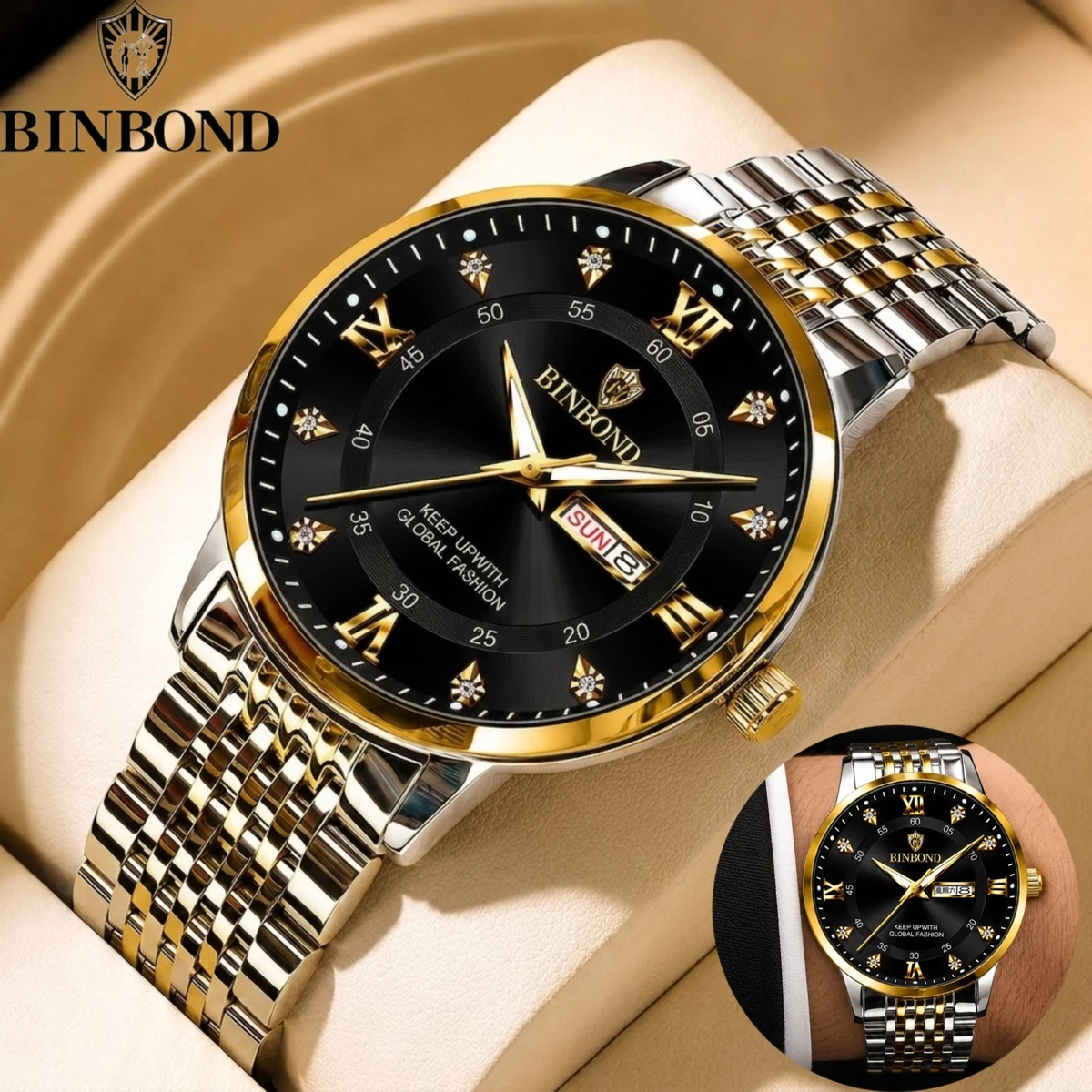 BINBOND 23 নতুন ডিজাইনের পুরুষদের জন্য ঘড়ি SILVER GOLDEN BLACK