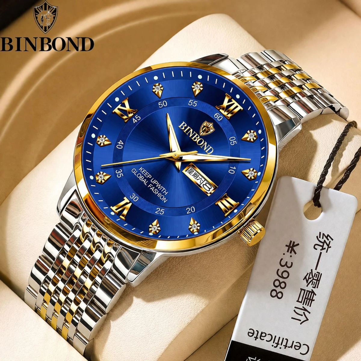 BINBOND 23 নতুন ডিজাইনের পুরুষদের জন্য ঘড়ি SILVER GOLDEN BLUE