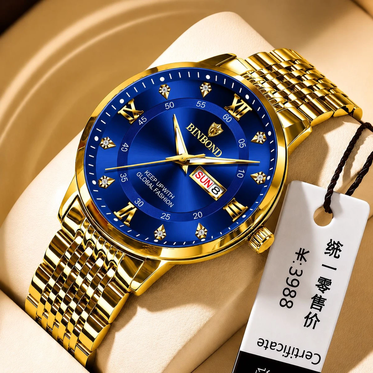 BINBOND 23 নতুন ডিজাইনের পুরুষদের জন্য ঘড়ি GOLDEN BLUE