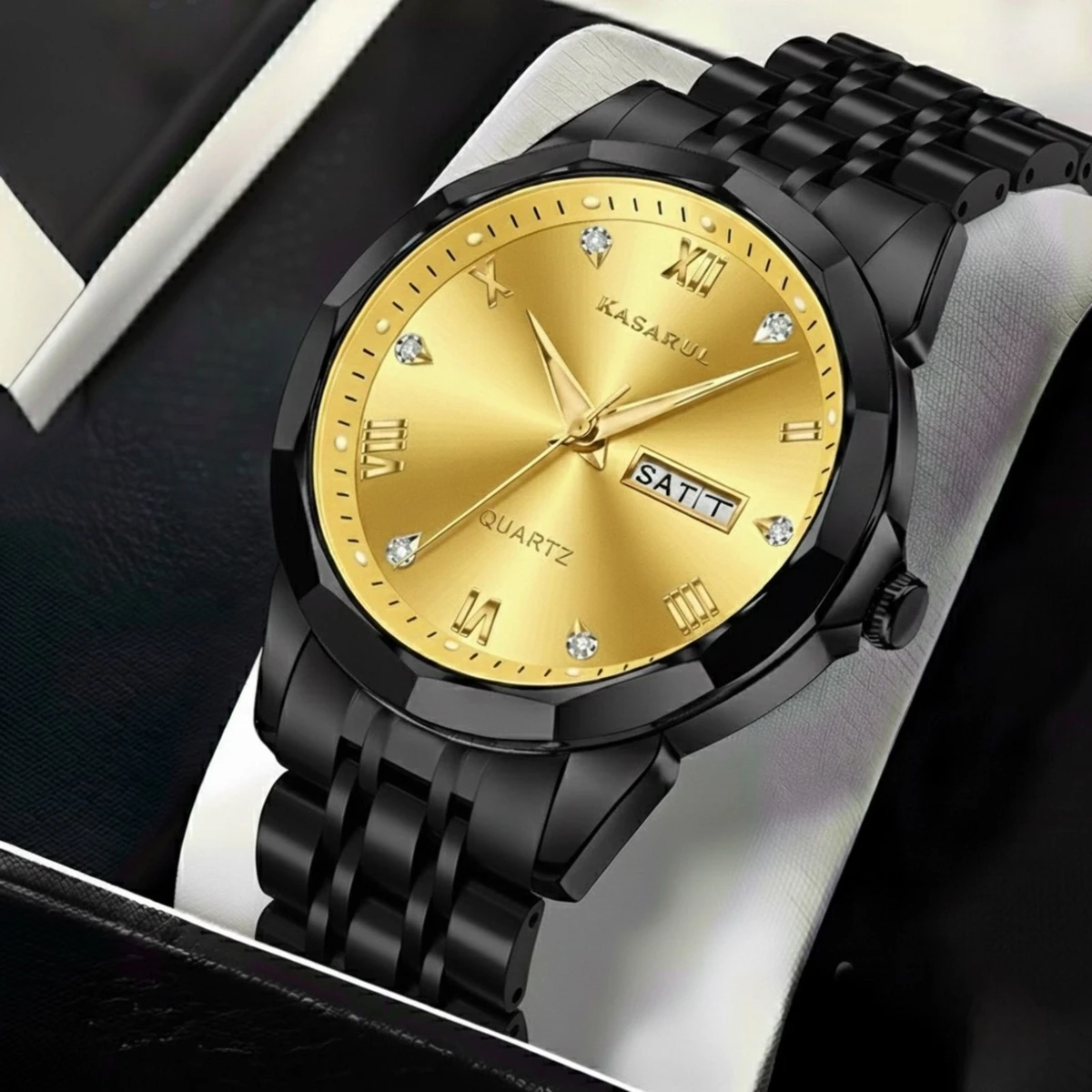 KASARULSZ KAZ নতুন ডিজাইনের পুরুষদের জন্য ঘড়ি BLACK GOLDEN