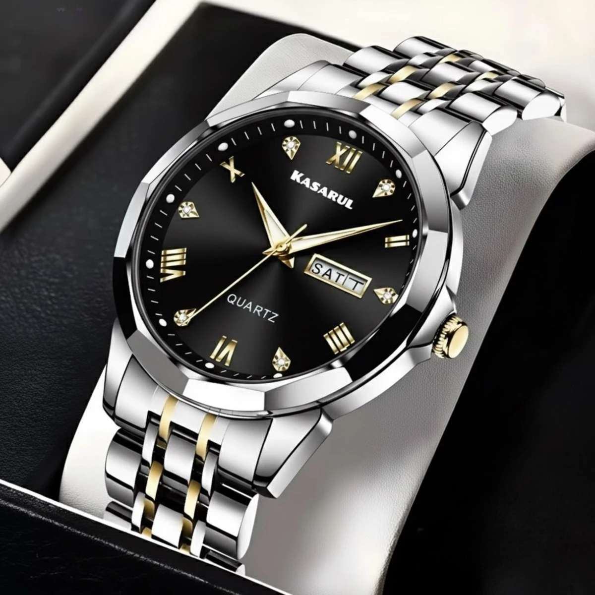 KASARULSZ KAZ  নতুন ডিজাইনের পুরুষদের জন্য ঘড়ি BSILVER GOLDEN BLACK
