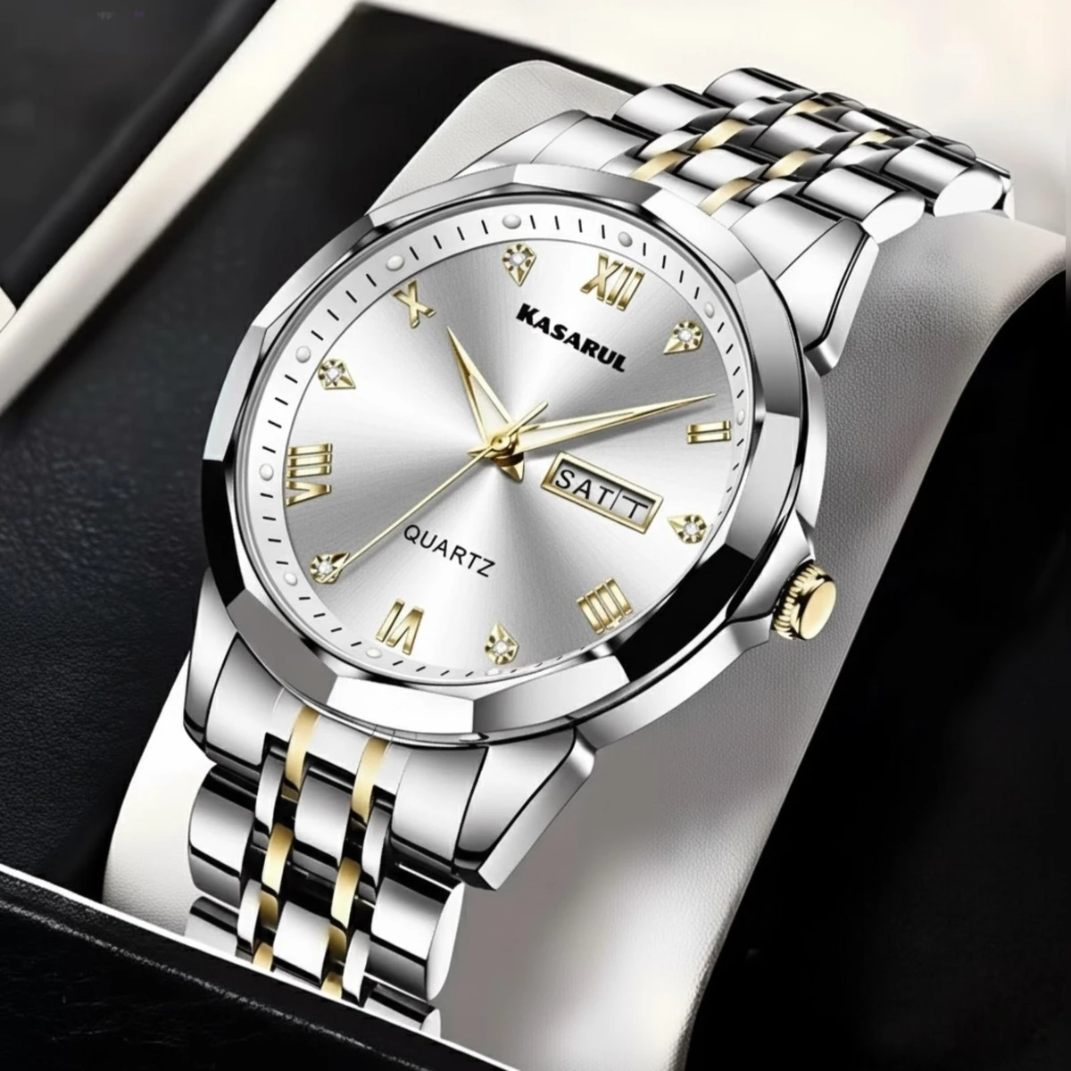 KASARULSZ KAZ  নতুন ডিজাইনের পুরুষদের জন্য ঘড়ি BSILVER GOLDEN WHITE
