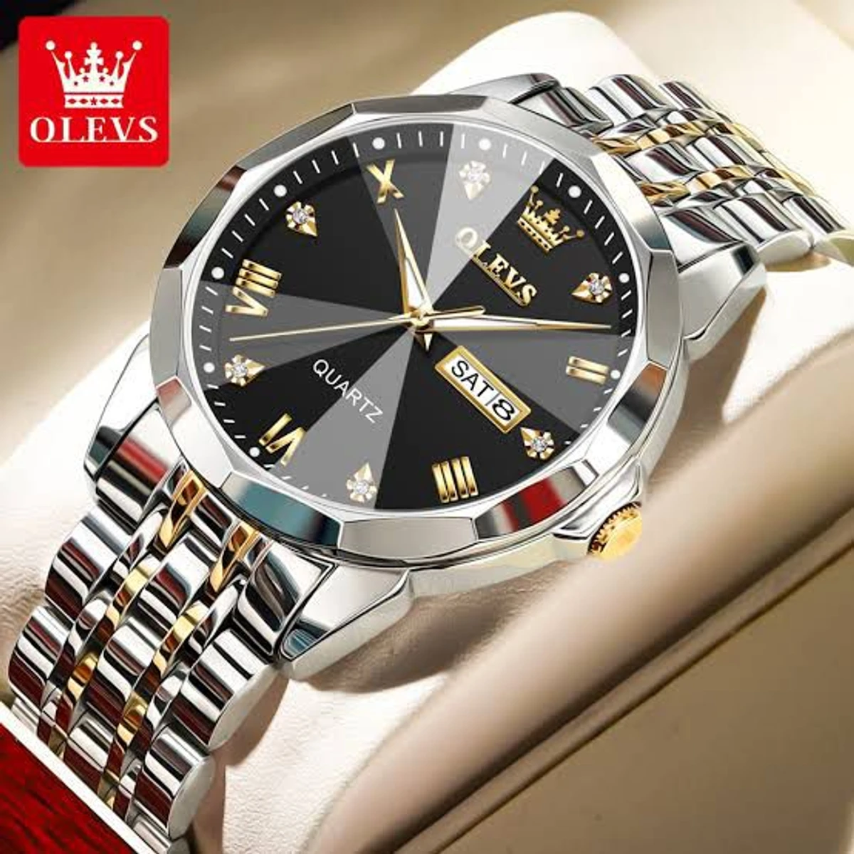 OliveZ নতুন ডিজাইনের পুরুষদের জন্য ঘড়ি BSILVER GOLDEN BLACK