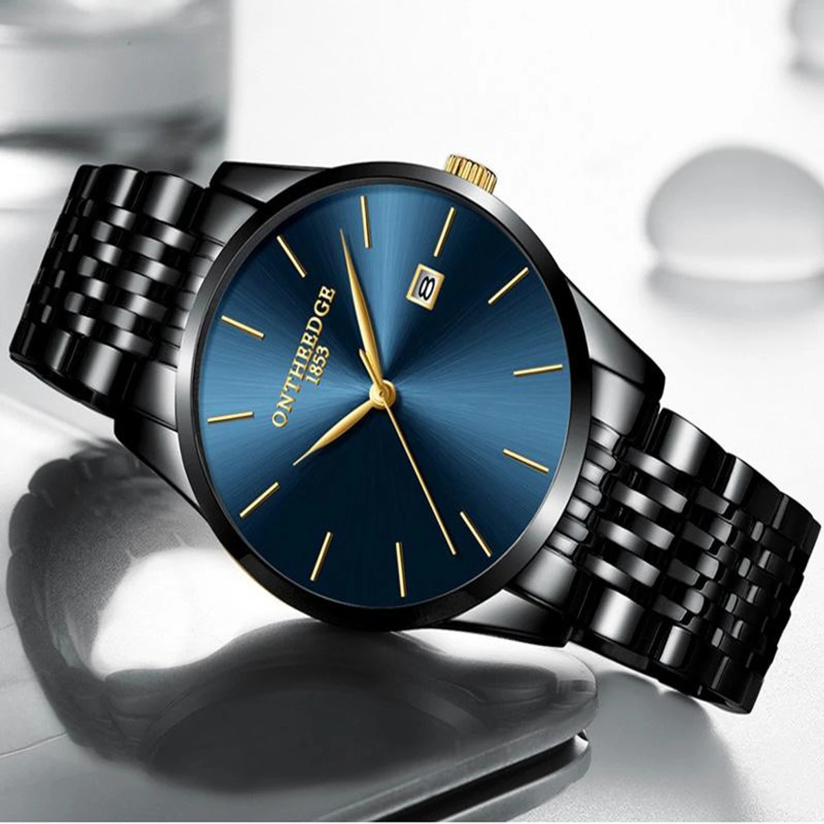 808 ONTHREDGE নতুন ডিজাইনের পুরুষদের জন্য ঘড়ি  BLACK BLUE