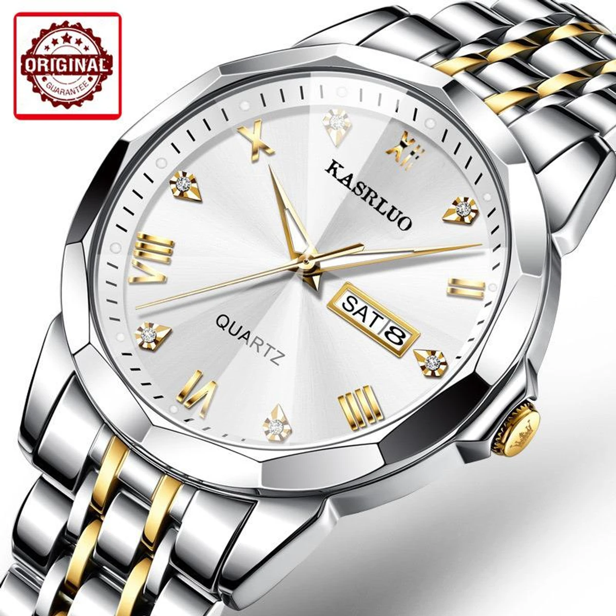 KAS MAN নতুন ডিজাইনের পুরুষদের জন্য ঘড়ি SILVER GOLDEN WHITE