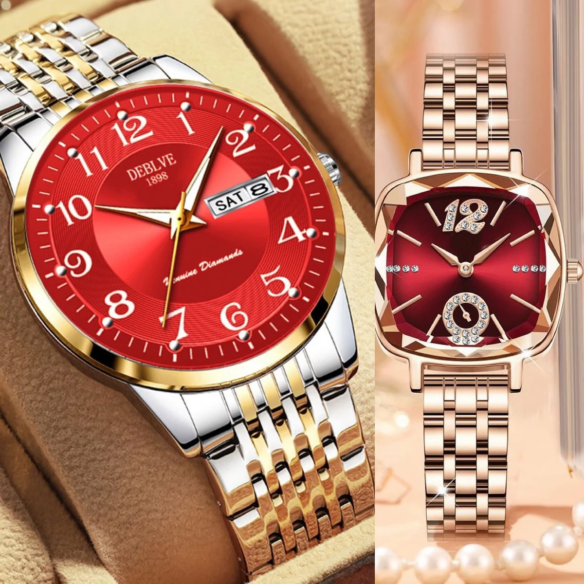 2 Pcs Couple 9960 Sil gol red & Woman45 Golden red