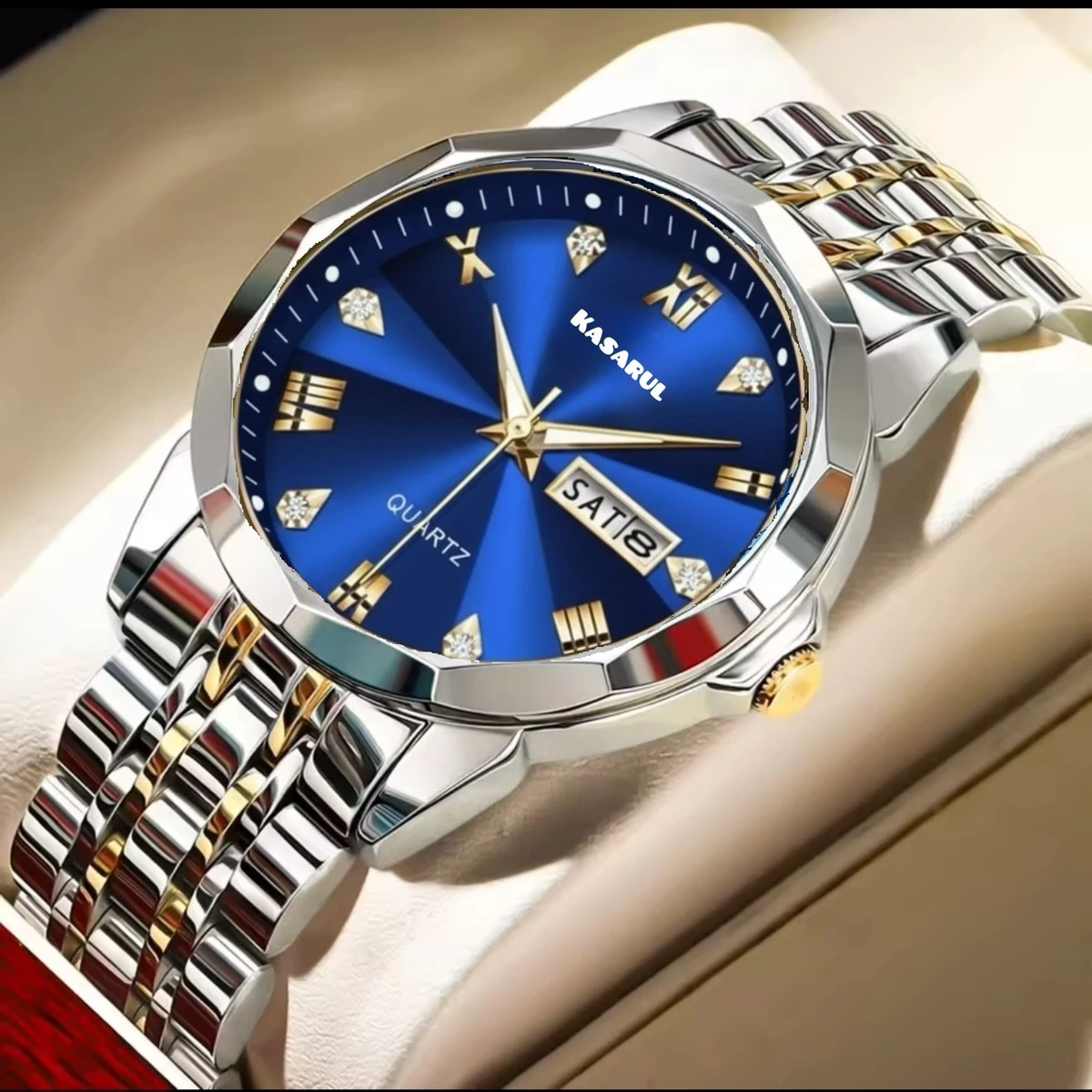 KAS MAN নতুন ডিজাইনের পুরুষদের জন্য ঘড়ি SILVER GOLDEN BLUE