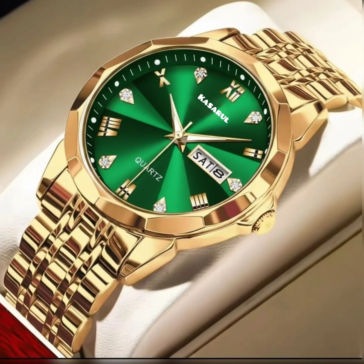 KAS MAN নতুন ডিজাইনের পুরুষদের জন্য ঘড়ি GOLDEN GREEN