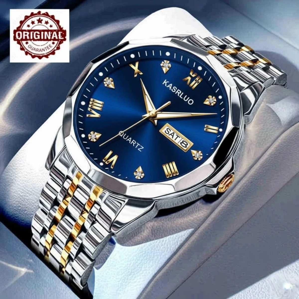 KAS MAN নতুন ডিজাইনের পুরুষদের জন্য ঘড়ি SILVER GOLDEN BLUE