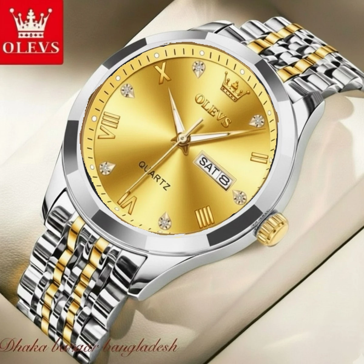 OliveZ নতুন ডিজাইনের পুরুষদের জন্য ঘড়ি SILVER GOLDEN GOLDEN