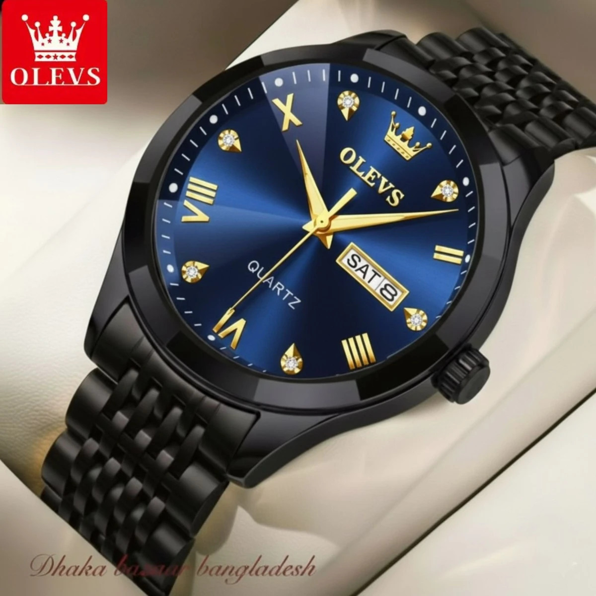 OliveZ নতুন ডিজাইনের পুরুষদের জন্য ঘড়ি BLACK BLUE