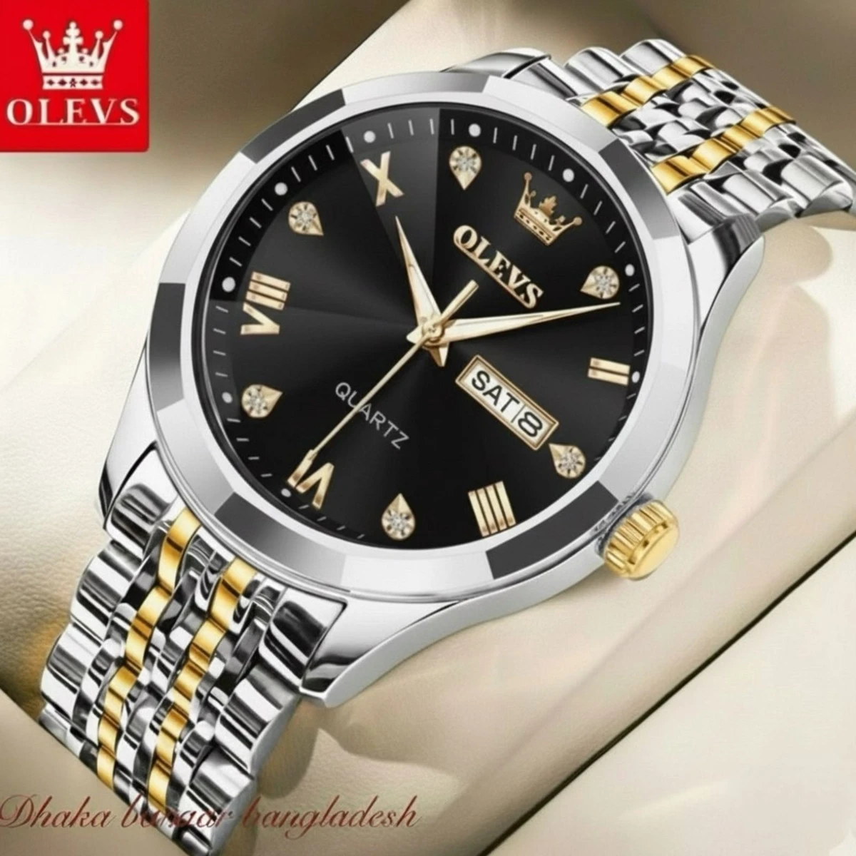 OliveZ নতুন ডিজাইনের পুরুষদের জন্য ঘড়ি BSILVER GOLDEN BLACK