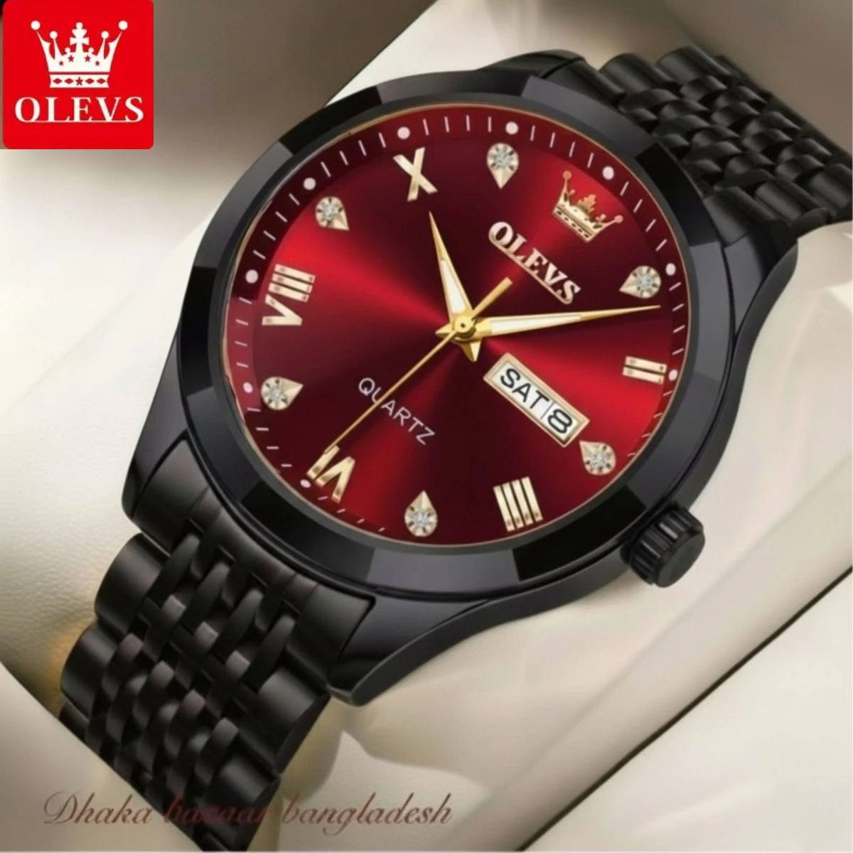 OliveZ  NEXT নতুন ডিজাইনের পুরুষদের জন্য ঘড়ি BLACK RED