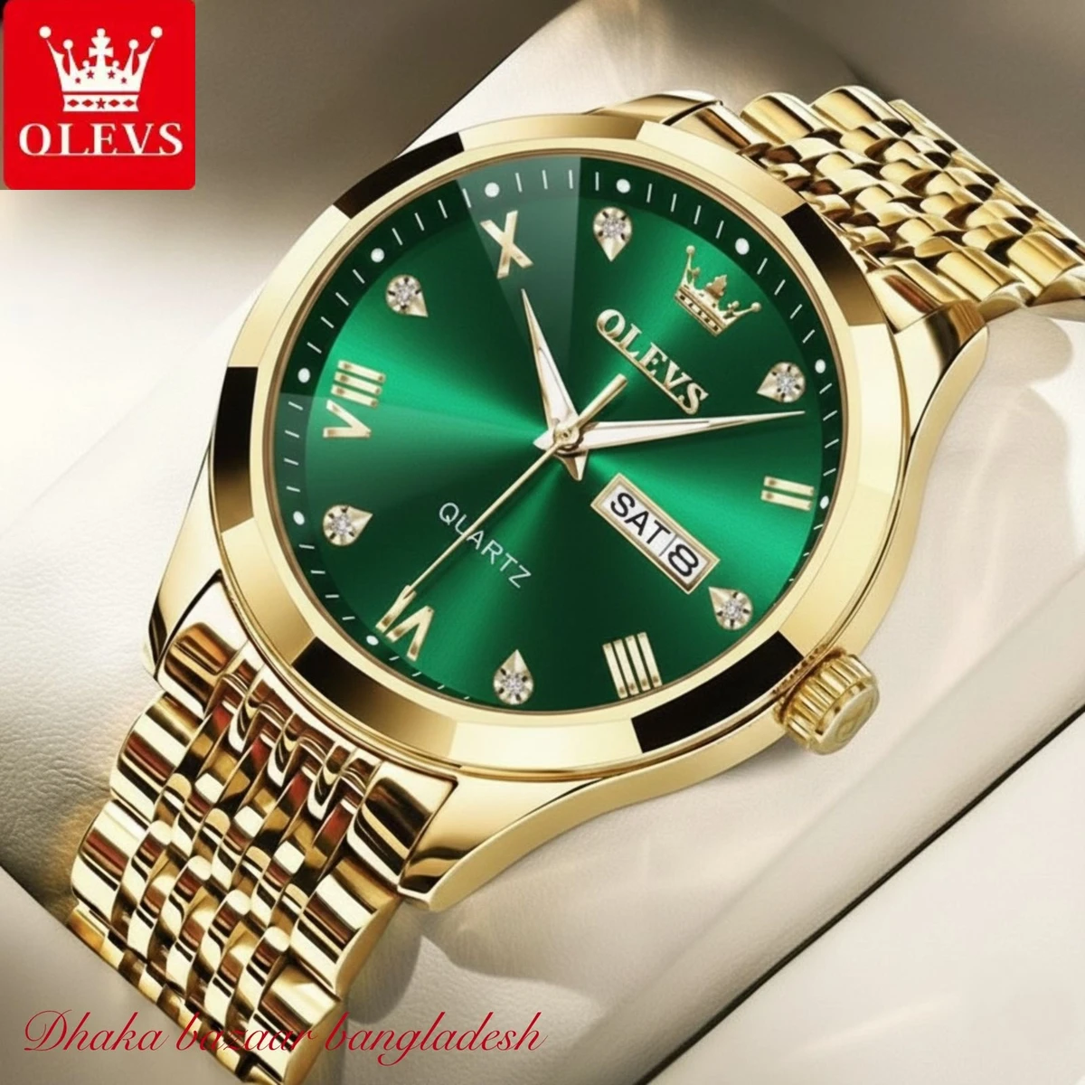 OliveZ  NEXT নতুন ডিজাইনের পুরুষদের জন্য ঘড়ি GOLDEN GREEN