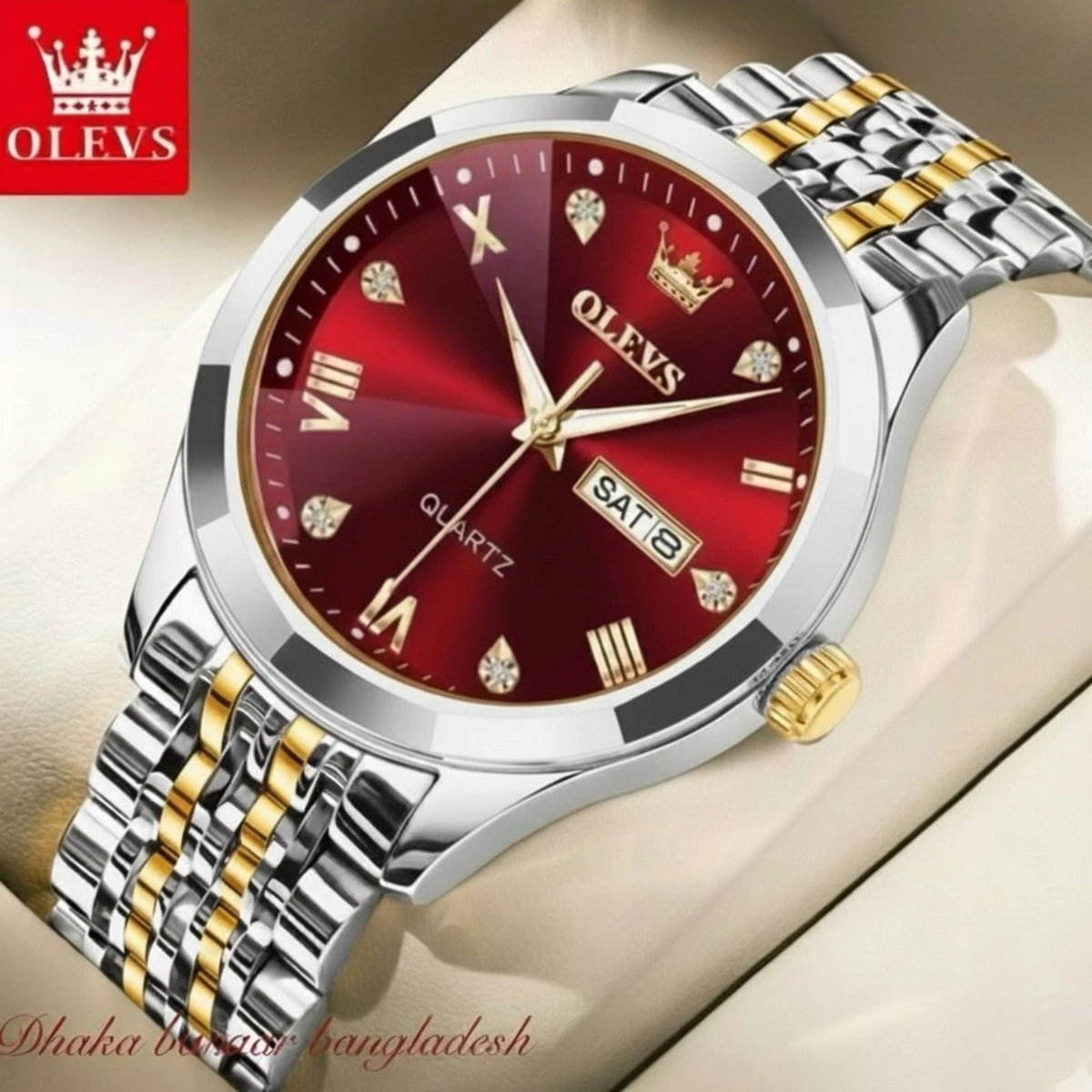 OliveZ NEXT  নতুন ডিজাইনের পুরুষদের জন্য ঘড়ি BSILVER GOLDEN RED