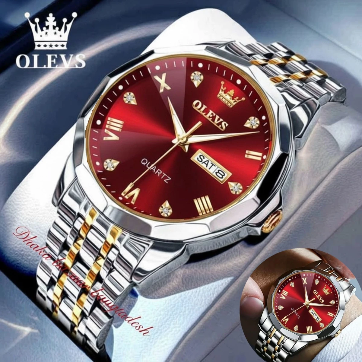 OliveZ NEXT  নতুন ডিজাইনের পুরুষদের জন্য ঘড়ি BSILVER GOLDEN RED