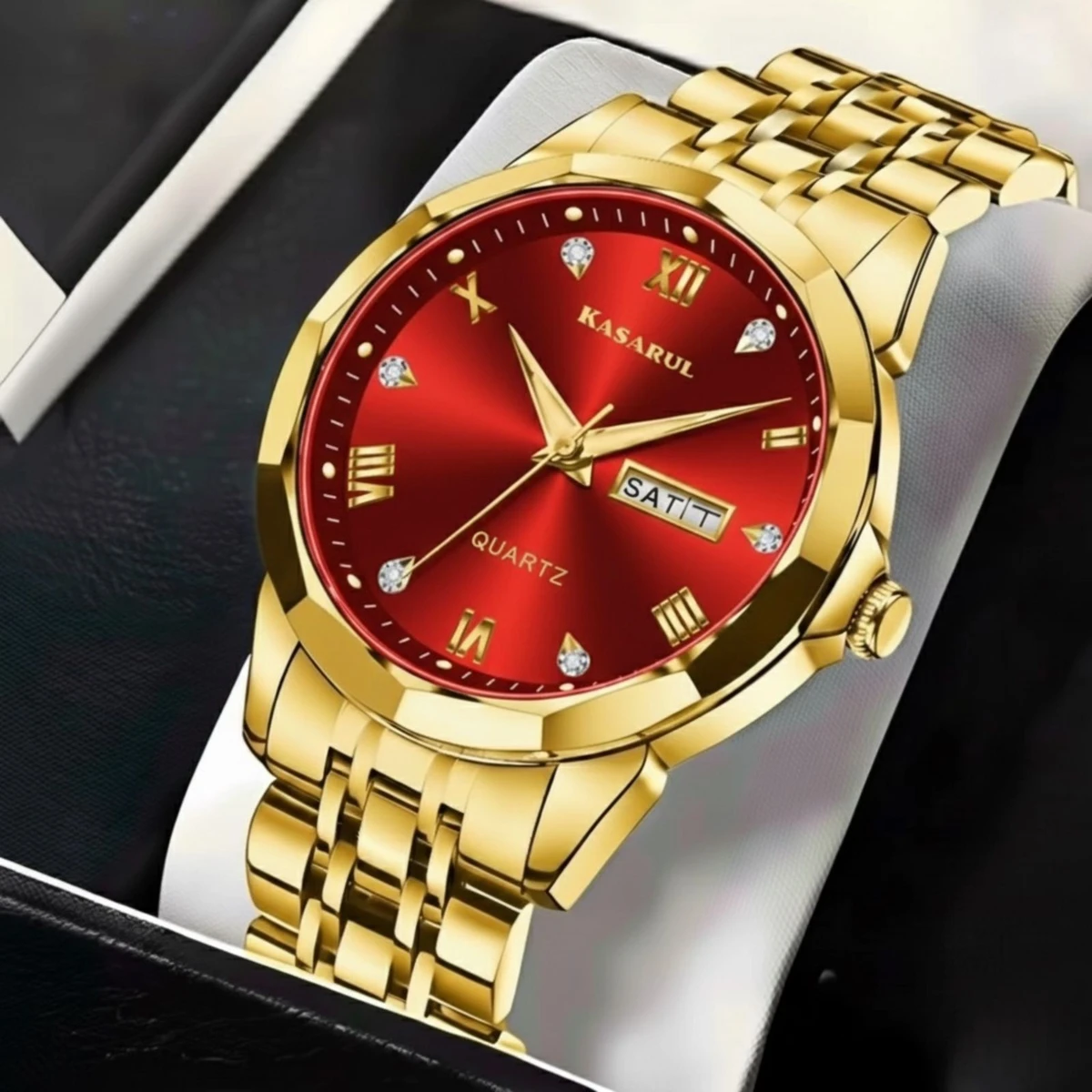 KAS MAN নতুন ডিজাইনের পুরুষদের জন্য ঘড়ি GOLDEN RED