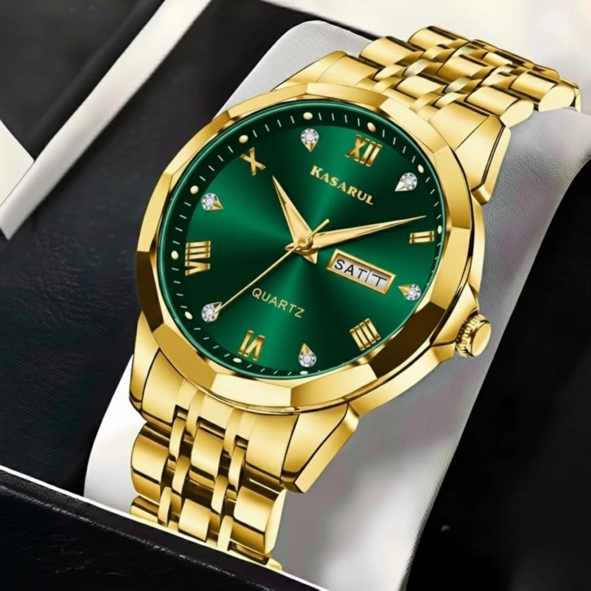 KAS MAN নতুন ডিজাইনের পুরুষদের জন্য ঘড়ি GOLDEN GREEN