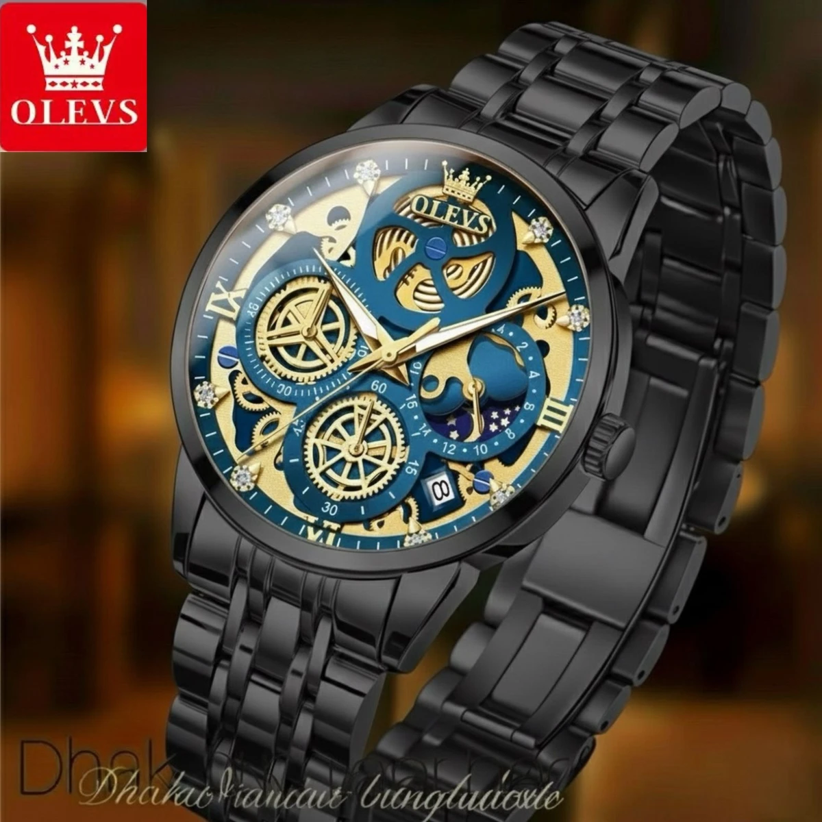 3352 OliveZ নতুন ডিজাইনের পুরুষদের জন্য ঘড়ি BLACK BLUE