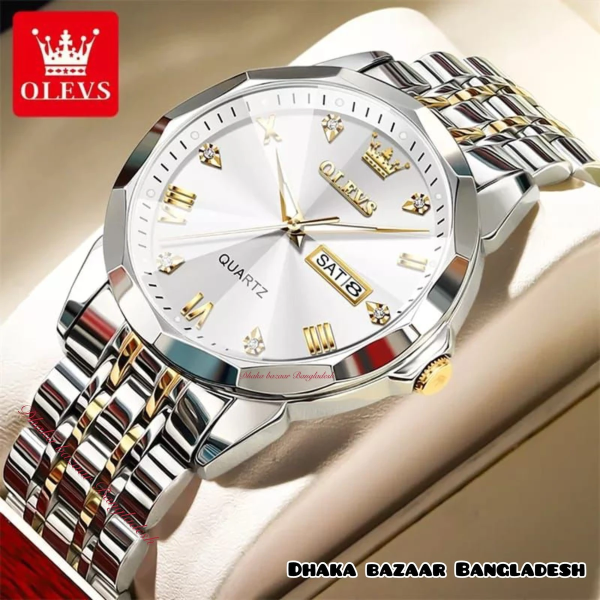 KAS MAN নতুন ডিজাইনের পুরুষদের জন্য ঘড়ি SILVER GOLDEN WHITE