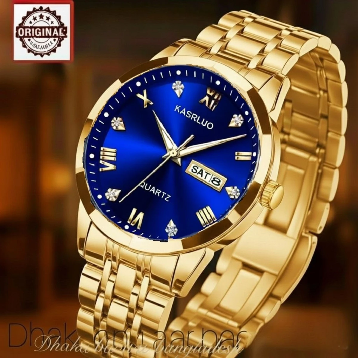 KAS MAN নতুন ডিজাইনের পুরুষদের জন্য ঘড়ি GOLDEN BLUE