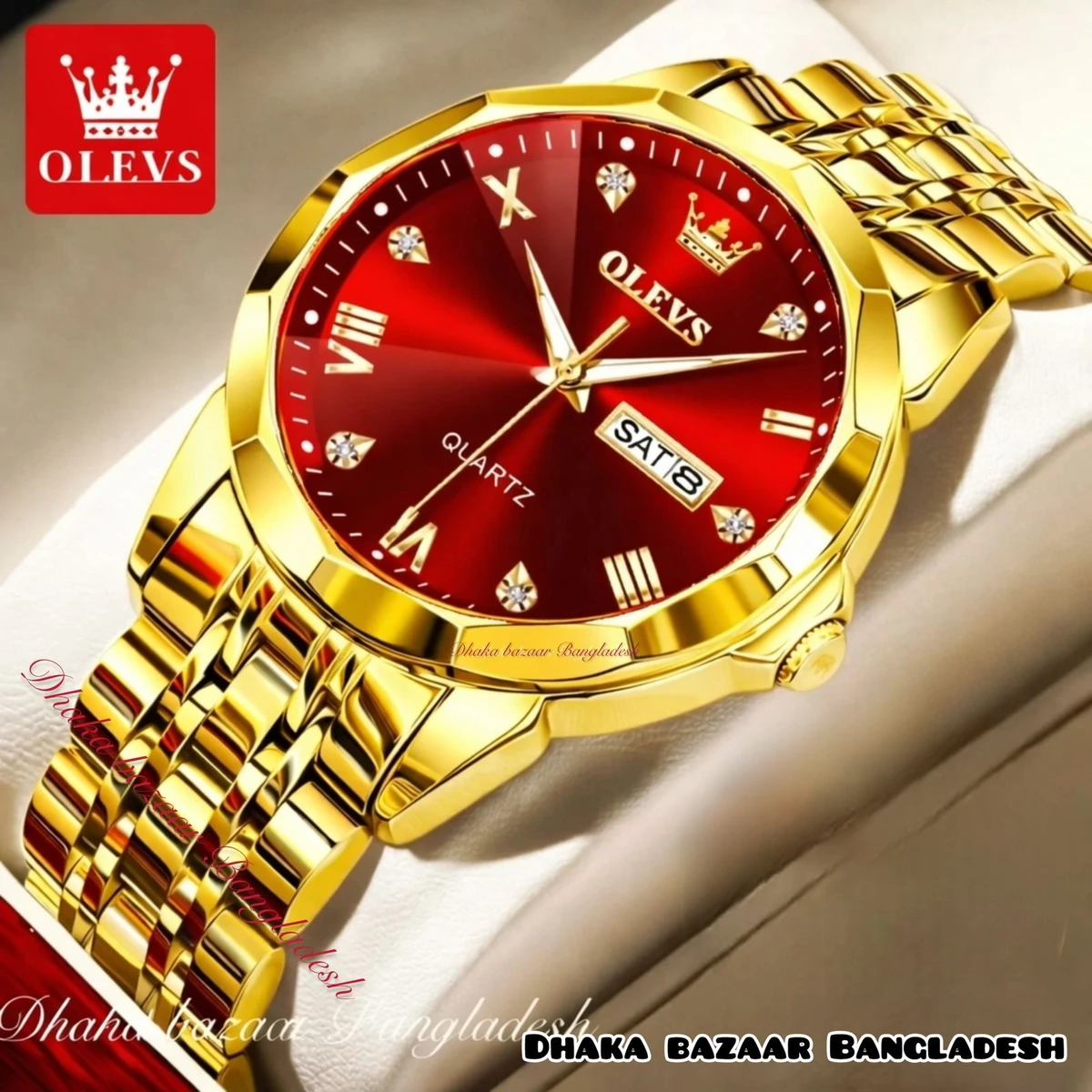 KAS MAN নতুন ডিজাইনের পুরুষদের জন্য ঘড়ি GOLDEN RED