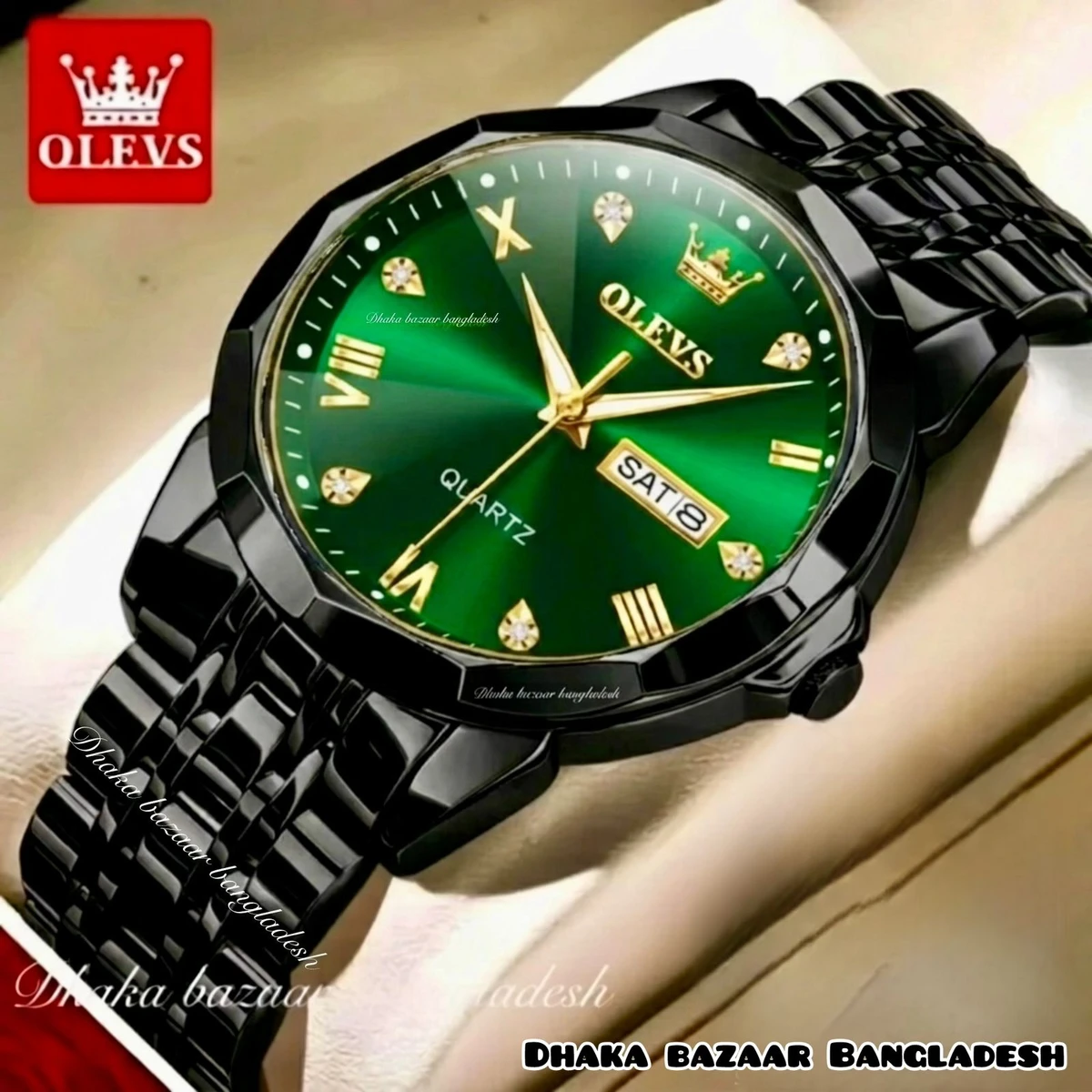 KASARUL PLUS নতুন ডিজাইনের পুরুষদের জন্য ঘড়ি BLACK GREEN