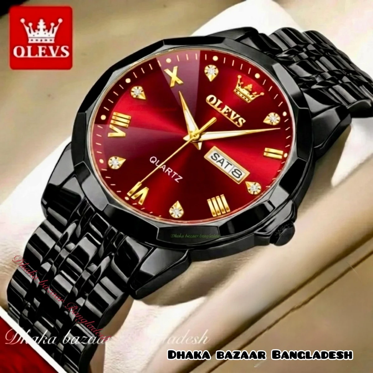 KASARUL PLUS নতুন ডিজাইনের পুরুষদের জন্য ঘড়ি BLACK RED