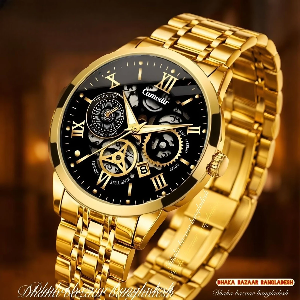 পুরুষের জন্য CM220 নন মেকানিক্যাল ওয়াটার প্রুফ ঘড়ি GOLDEN BLACK