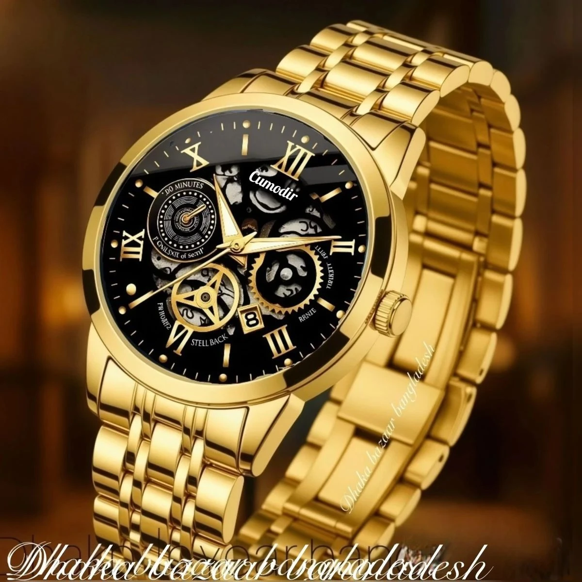 পুরুষের জন্য CM220 নন মেকানিক্যাল ওয়াটার প্রুফ ঘড়ি GOLDEN BLACK