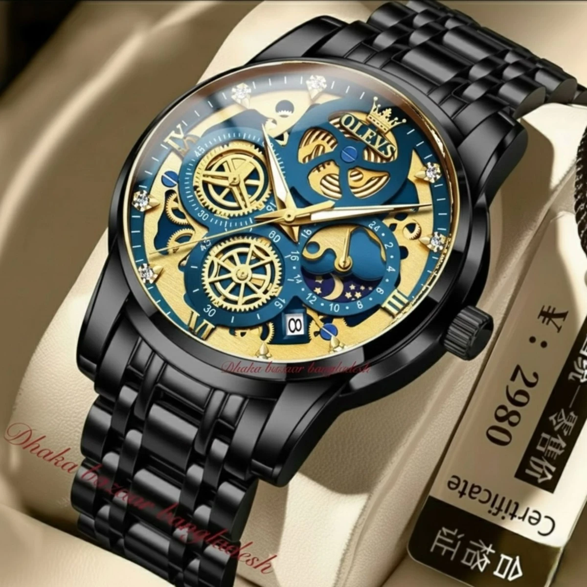 3352 OliveZ নতুন ডিজাইনের পুরুষদের জন্য ঘড়ি BLACK BLUE